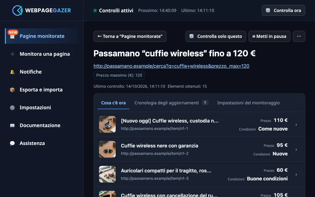 La schermata “Cosa c’è ora”